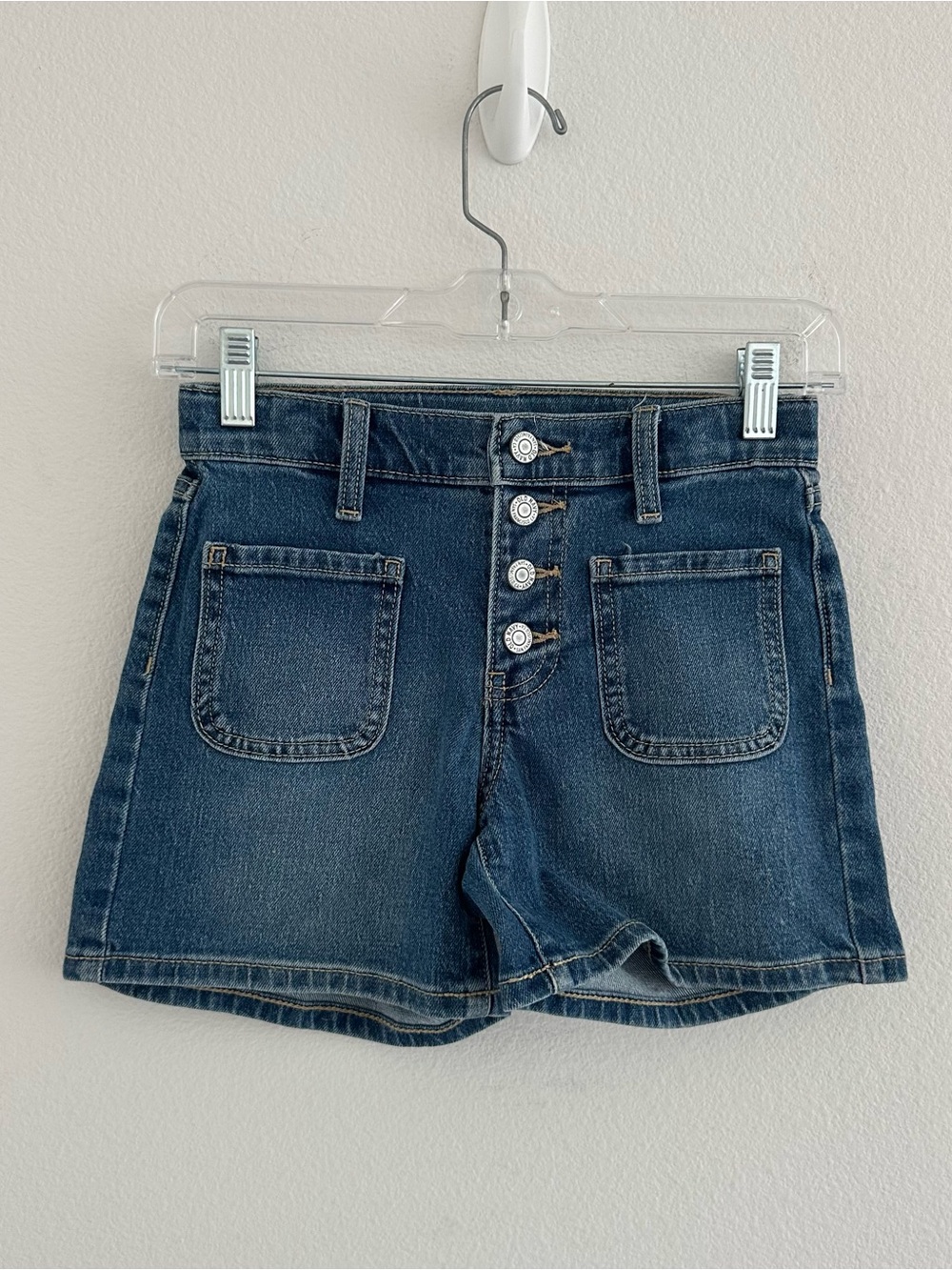 Old Navy Girls High-Rise Dark Blue Denim Shorts Button Fly Size 10 NWOT